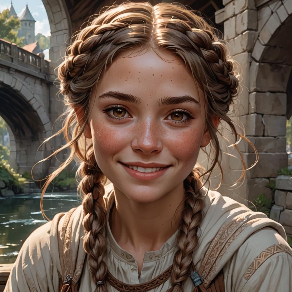 Cute Girl Portrait in Art Nouveau Style