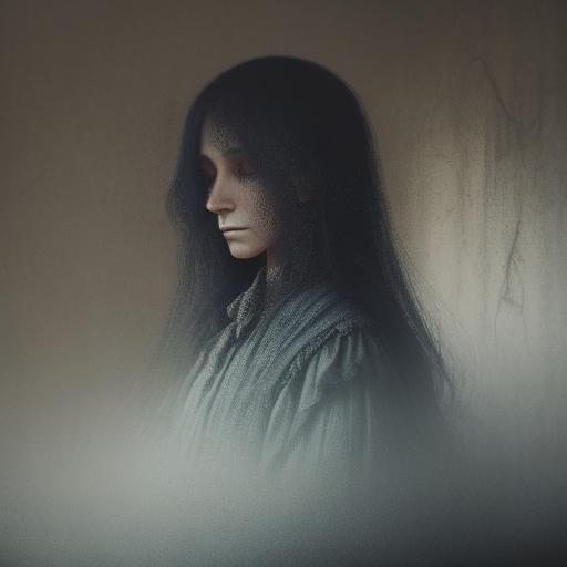 Ethereal Shadow in a Dimly Lit Abandoned Room, in Impression...