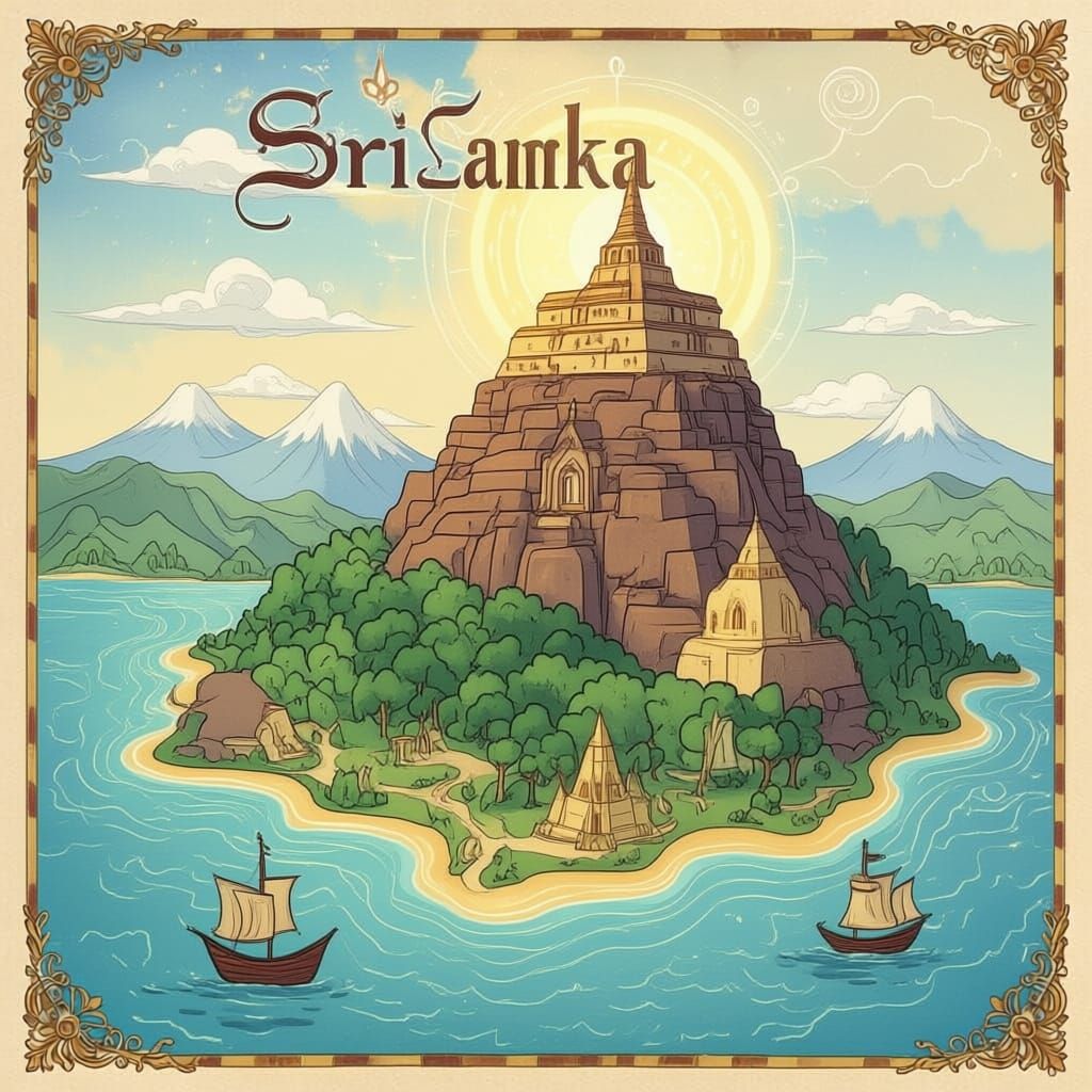 Magical Fantasy Map of Sri Lanka