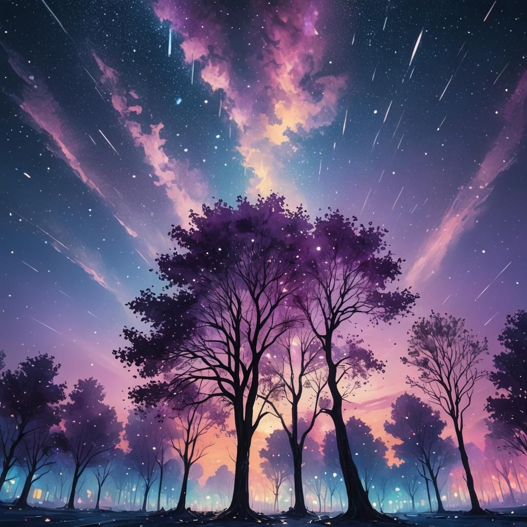 Surreal Stardust Cityscape at Twilight