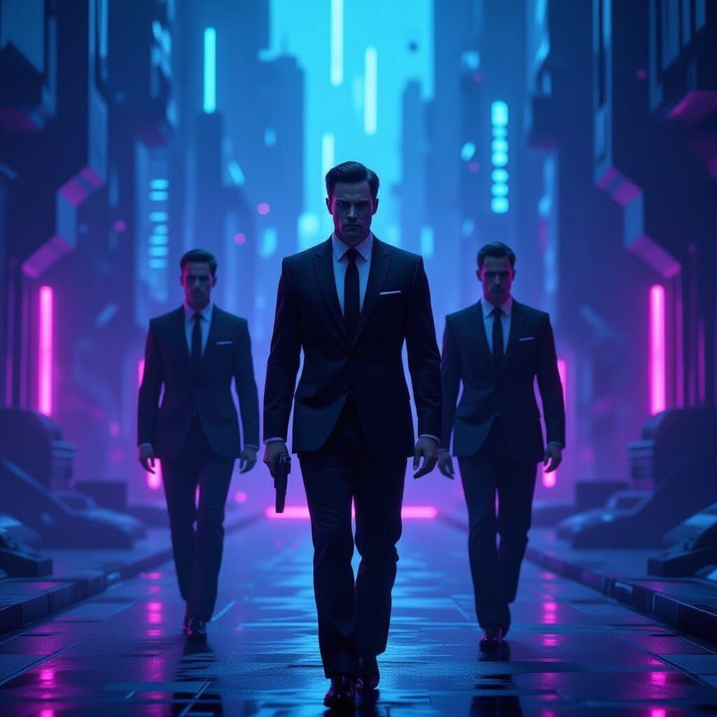 Men in Black in a Neon Sci-Fi Realm
