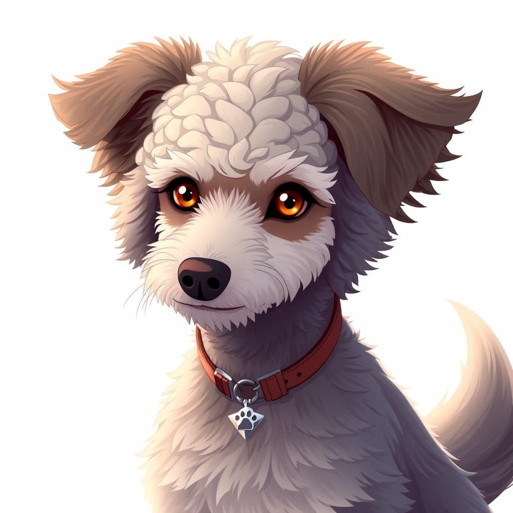 Regal Anime-Inspired Canine Hybrid with Wolfish Features