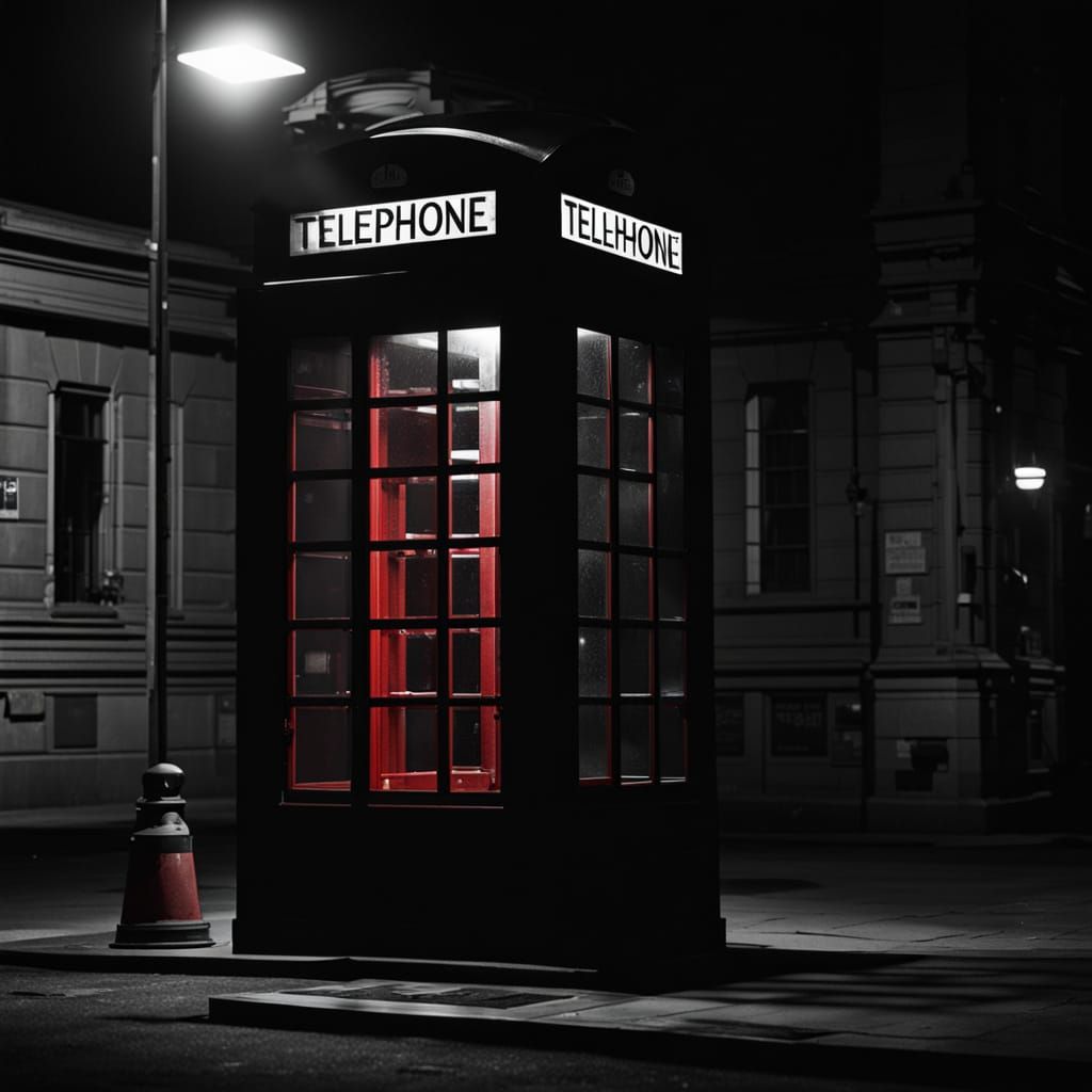 Telephone Booth Under Brilliant Spotlight