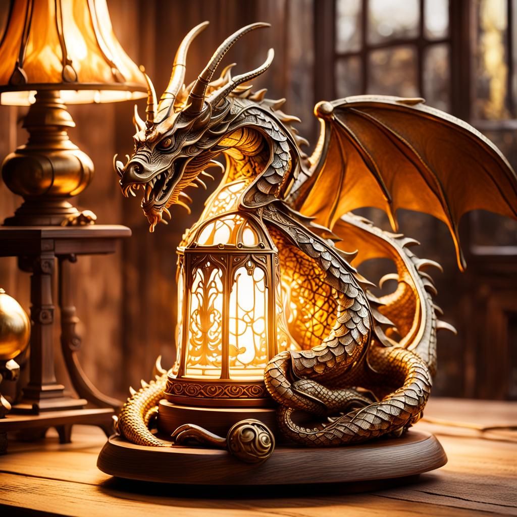 Dragon Bell Lamp: Whimsical Fantasy Sculpture