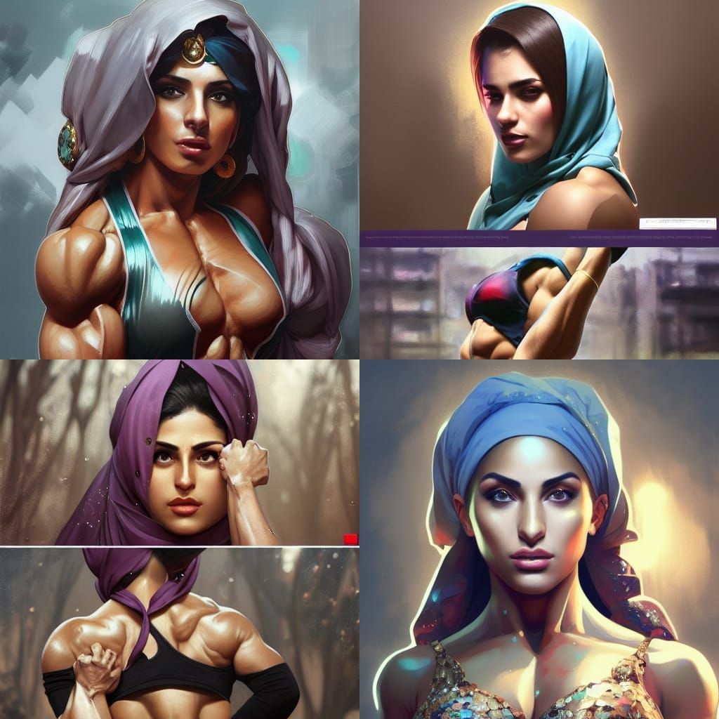 Detailed Portrait of an Iranian Woman Bodybuilder