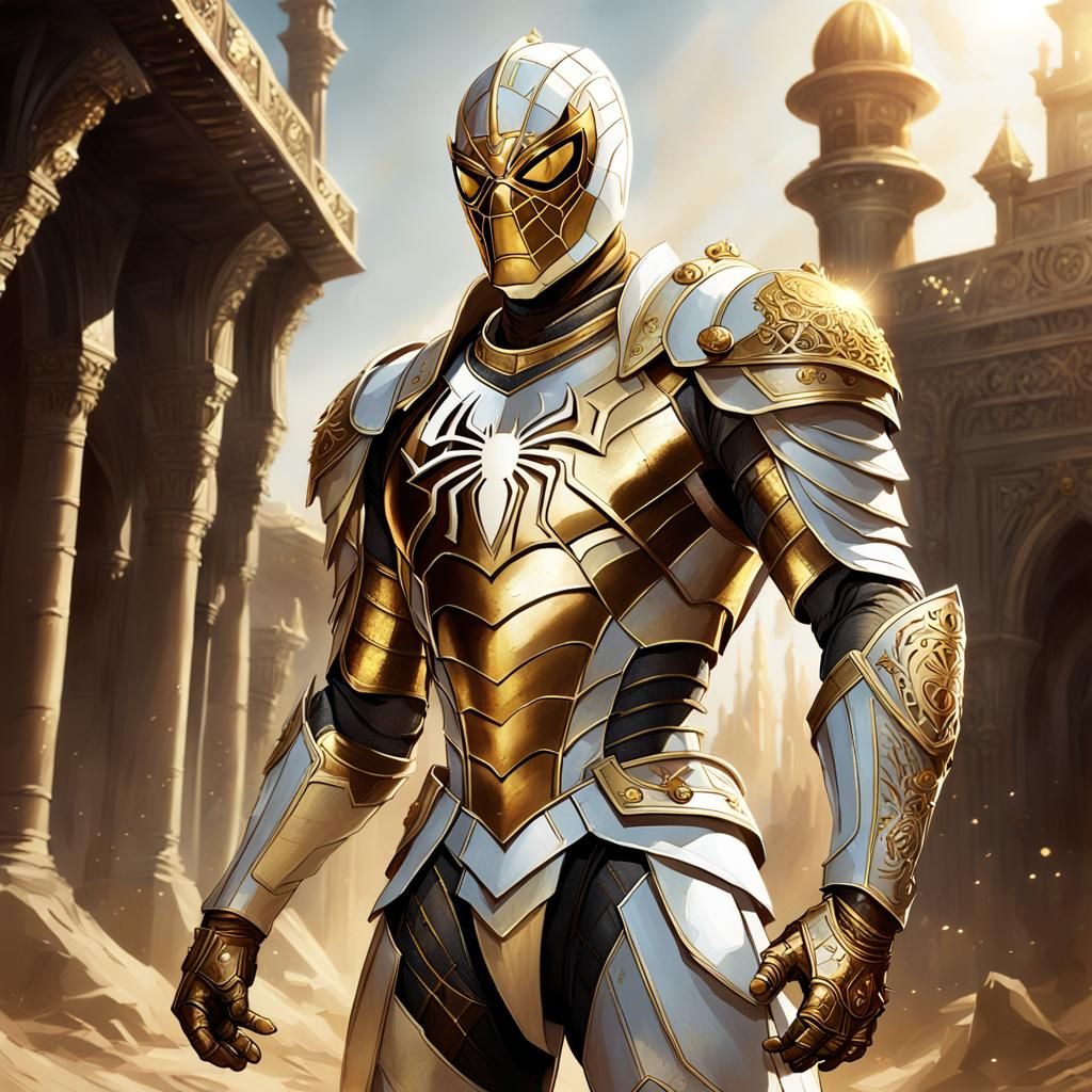 Spider-Man as Mythological Knight in Gold Armor