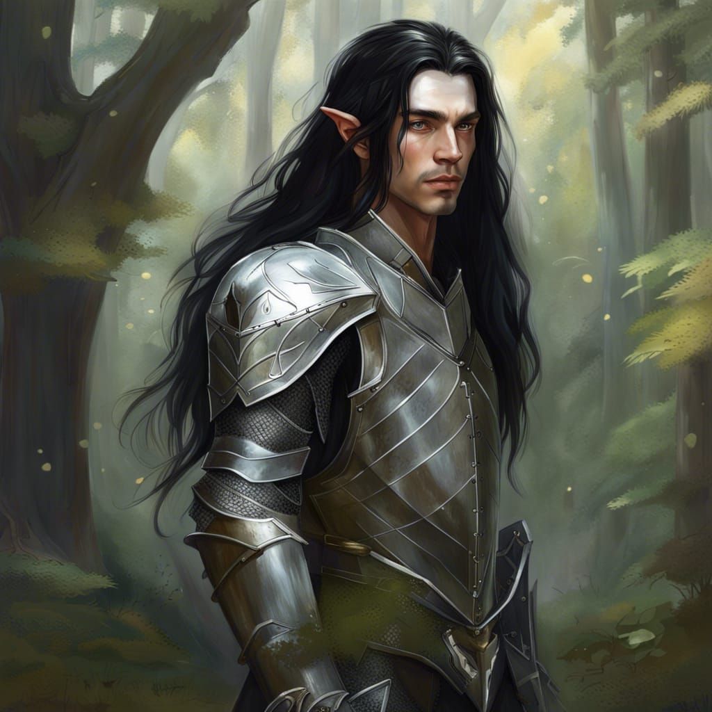 Young Elf in Silver Armor: Detailed Fantasy Art