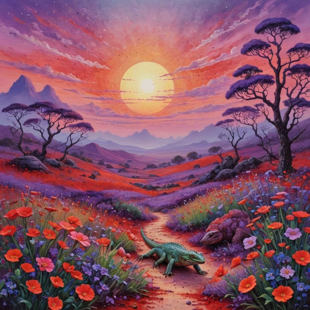 Extraterrestrial Landscape in Pointillist Style