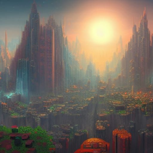 Kirby Sucks Up a City: Detailed Matte Painting