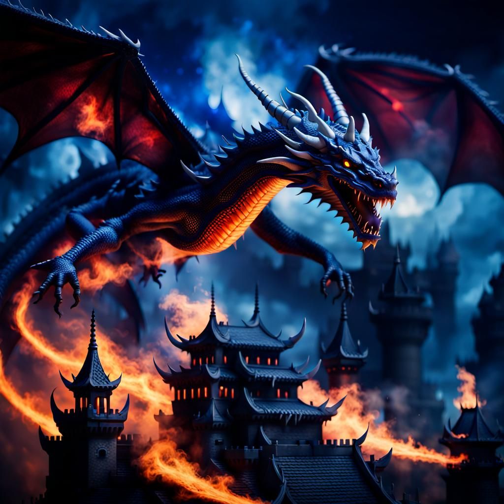 Blue Dragon Flies to Hellish Castle