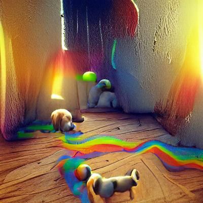 Dogs Pooping Rainbows: 3D Rendered Art