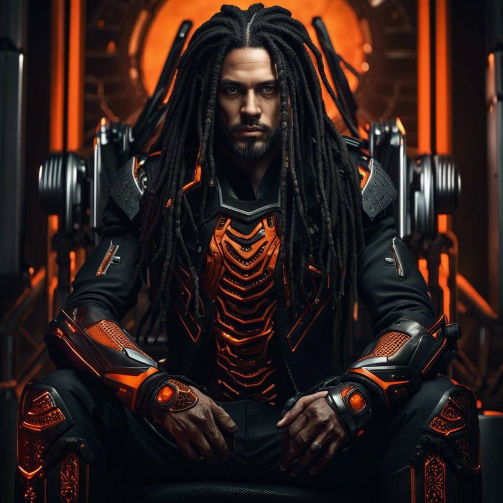 Sci-Fi Man on Throne with Axe