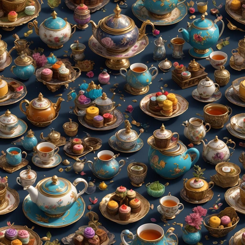 Elegant Fluffy Hosts Enchanted Tea Party in Vibrant Splendor