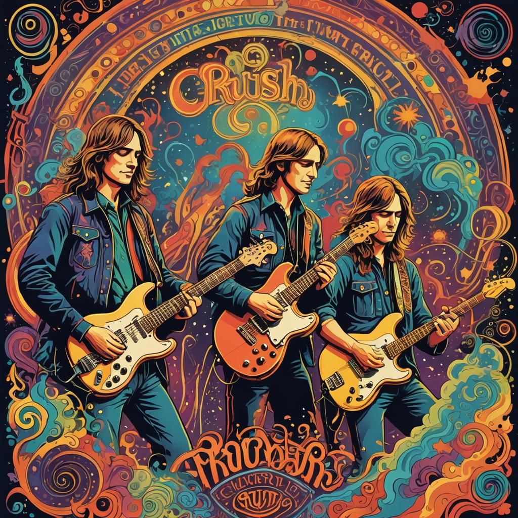 Psychedelic Concert Poster of Rush in Vector Art