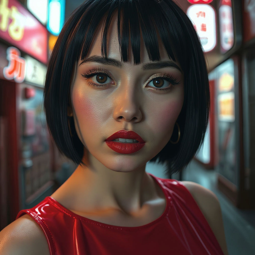 Tokyo Night: Hyperrealistic Close-Up of Aiko-Yamaguchi