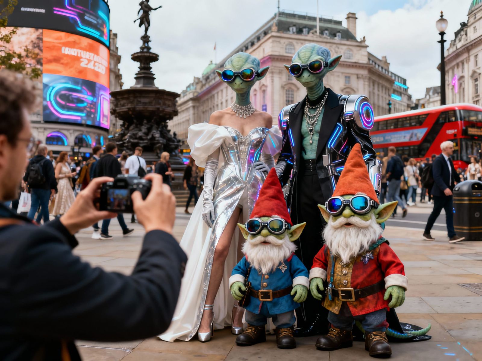 Gnome Aliens in Futuristic London Piccadilly Circus
