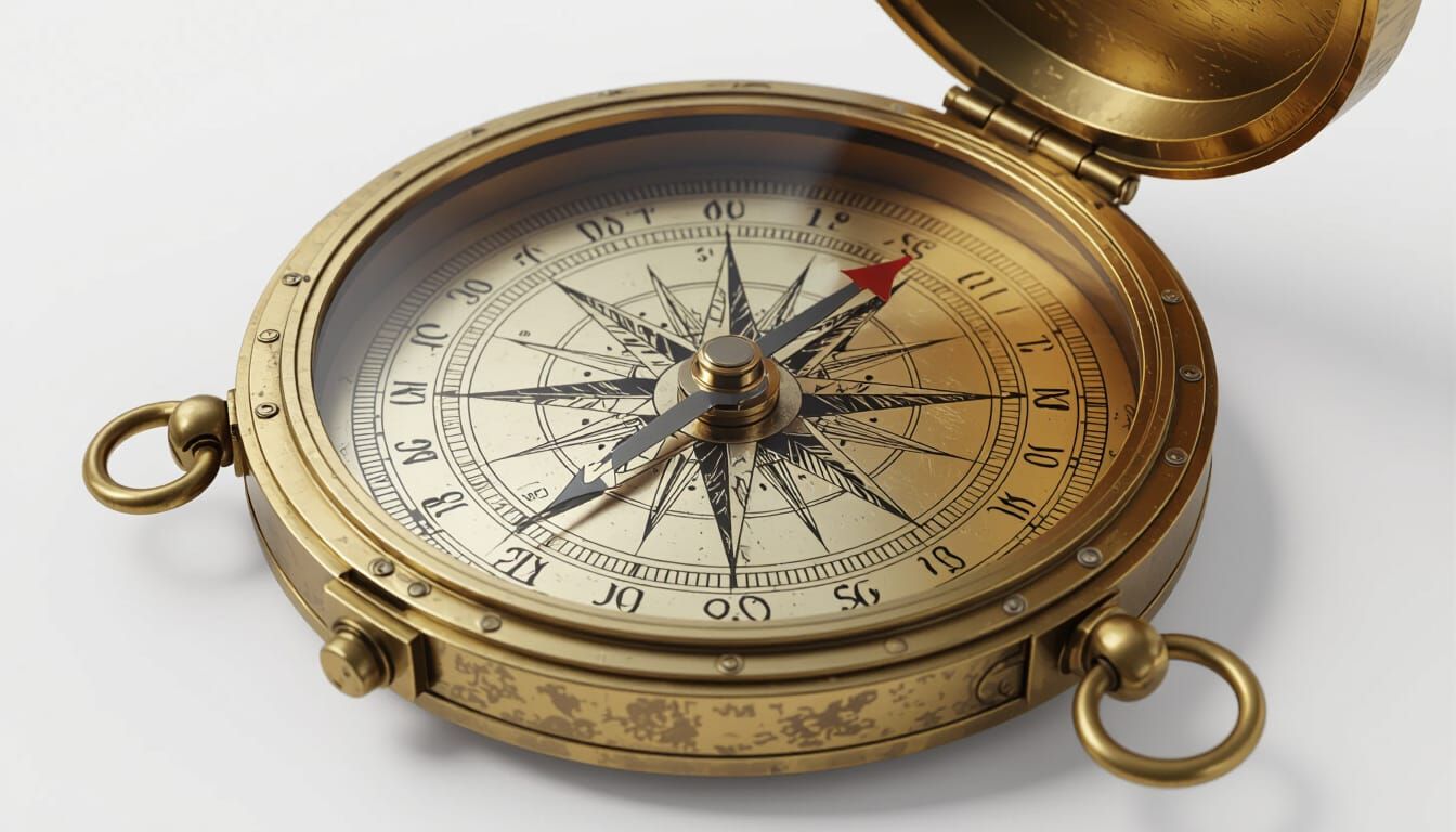 Antique Brass Compass in Photorealistic 3D Rendering