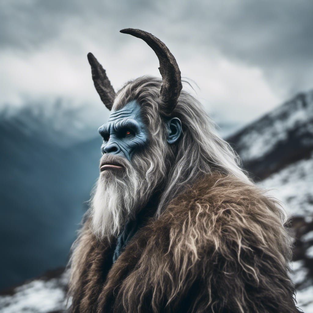 Mystical Creature Portrait in Misty Mountains
