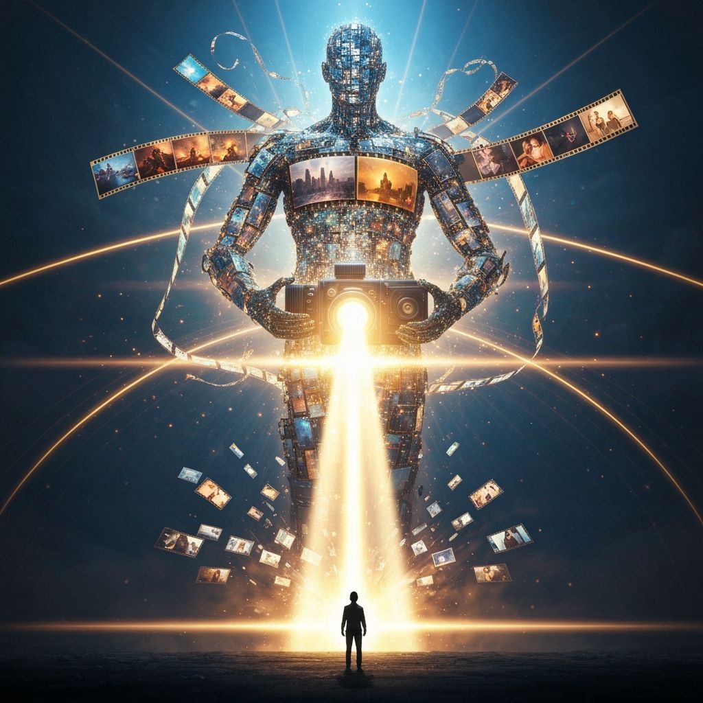 Colossal Cinematic Entity of Film Strips Rises Above Human