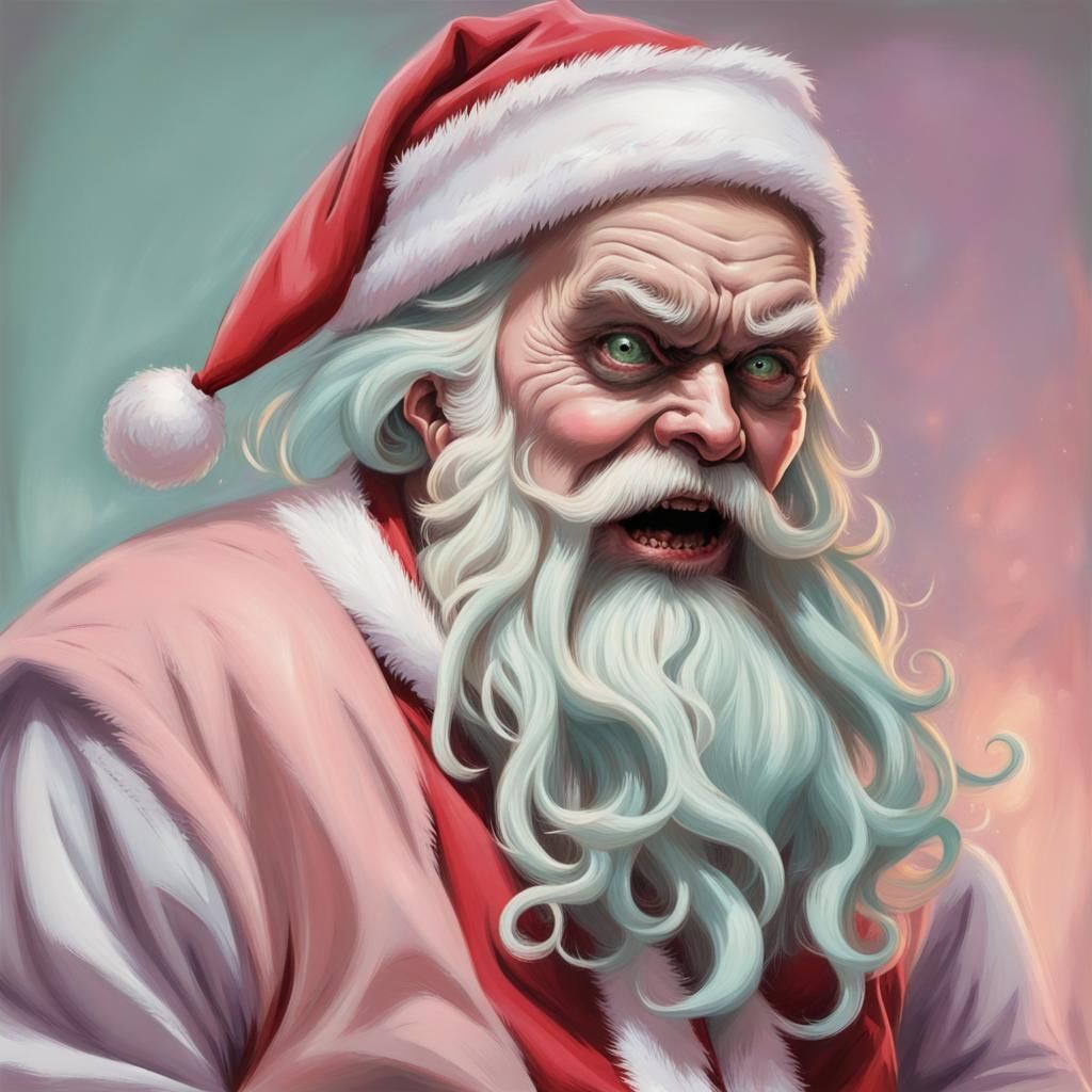 Creepy Santa Claus in Pastel Horror Style
