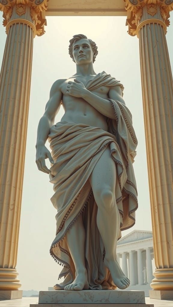 Ancient Roman Warrior in Temple Grandeur