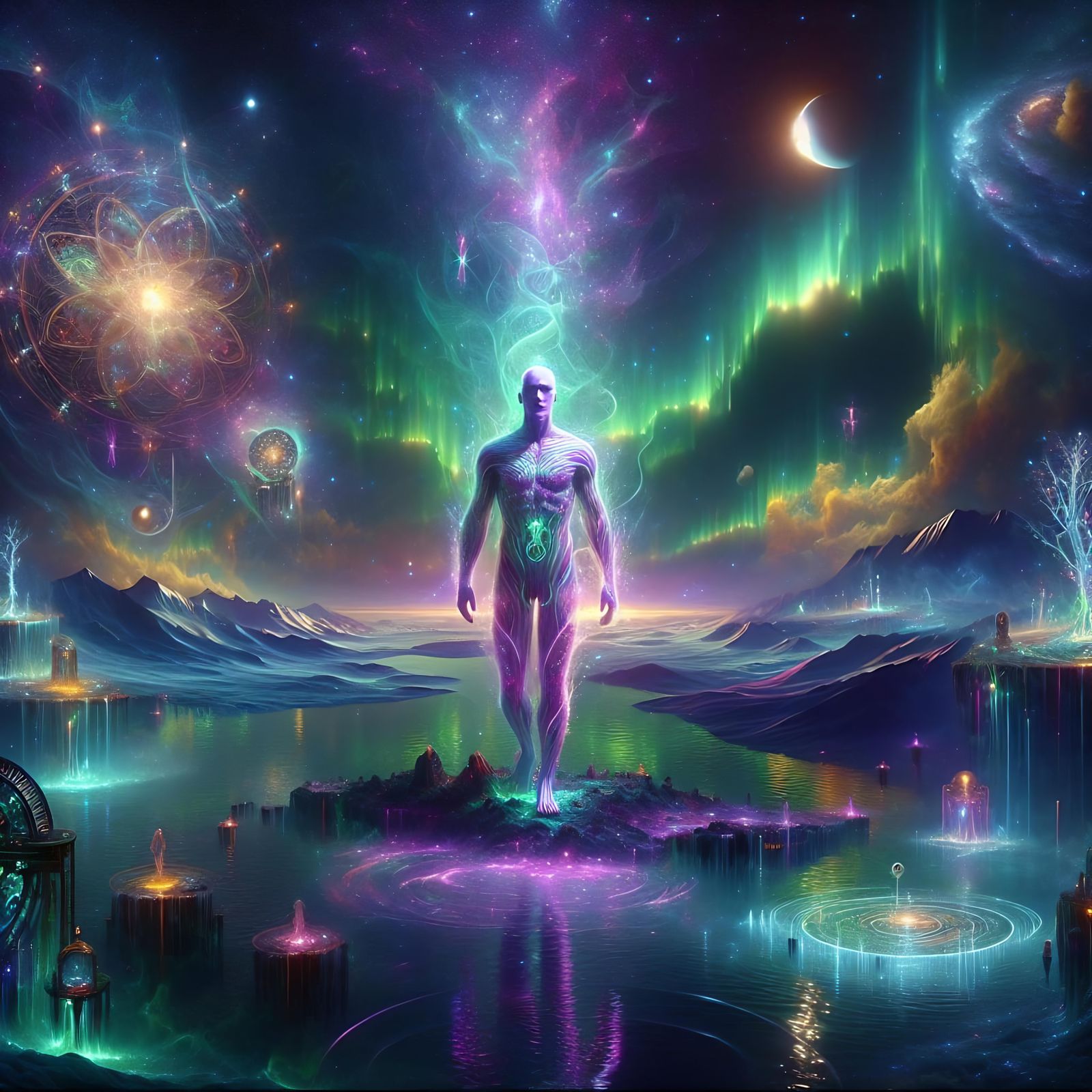 Lord of Vapors in a Bioluminescent Dreamscape