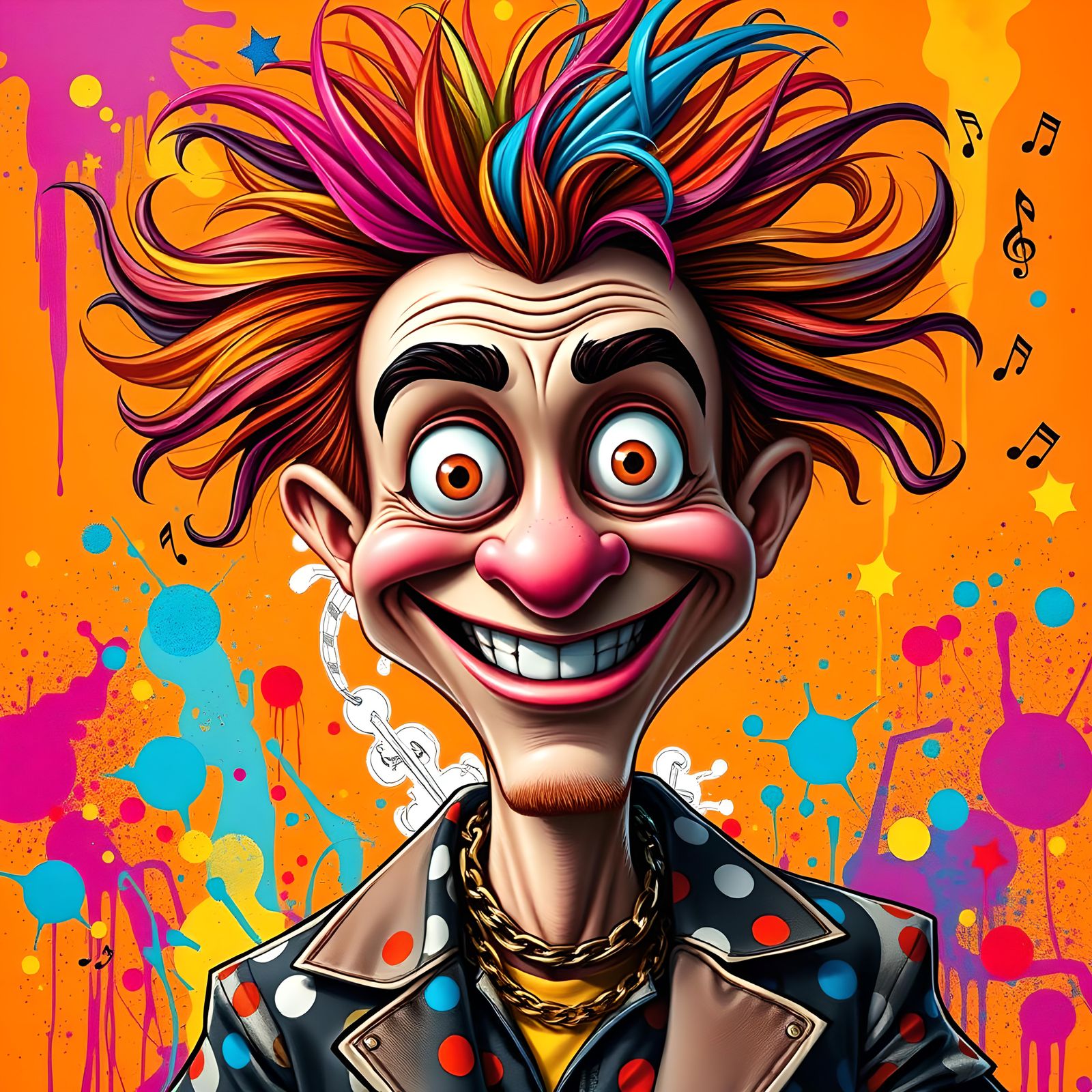 Comical Cartoon Portrait with Disco Fever Vibe