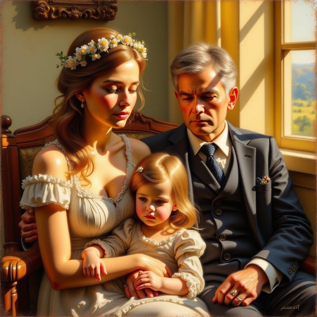 Family Portrait in Oil, Expressive Brushstrokes