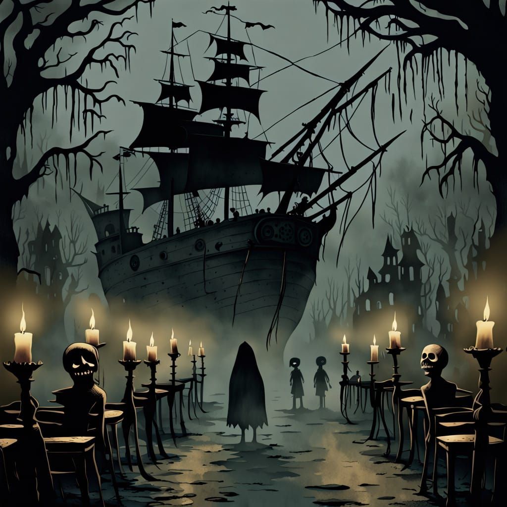 Eerie Children's TV Studio in Storybook Watercolor