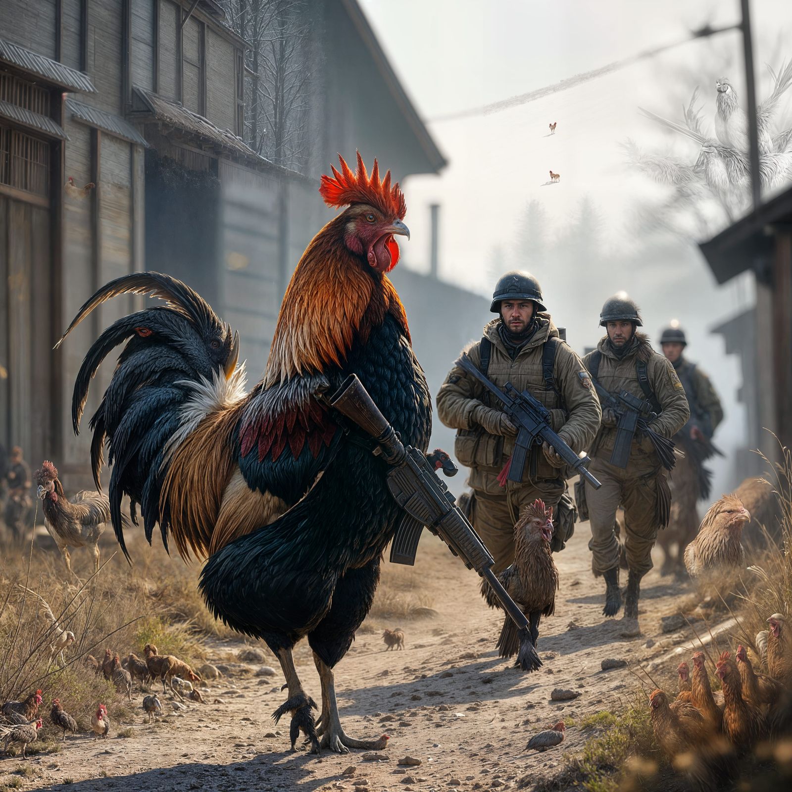 Tactical Rooster Leading Platoon in Cinematic Style