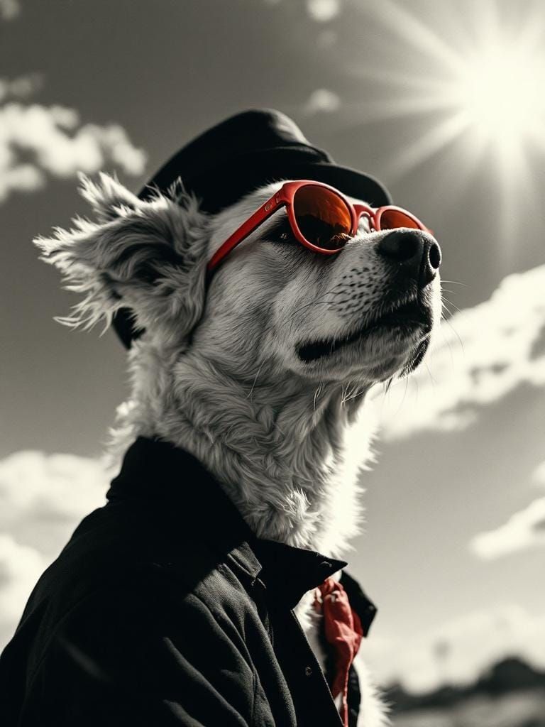 Old Dog Portrait in Retro-Modern Style