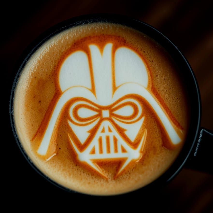 Latte Art: Darth Vader in Coffee Foam