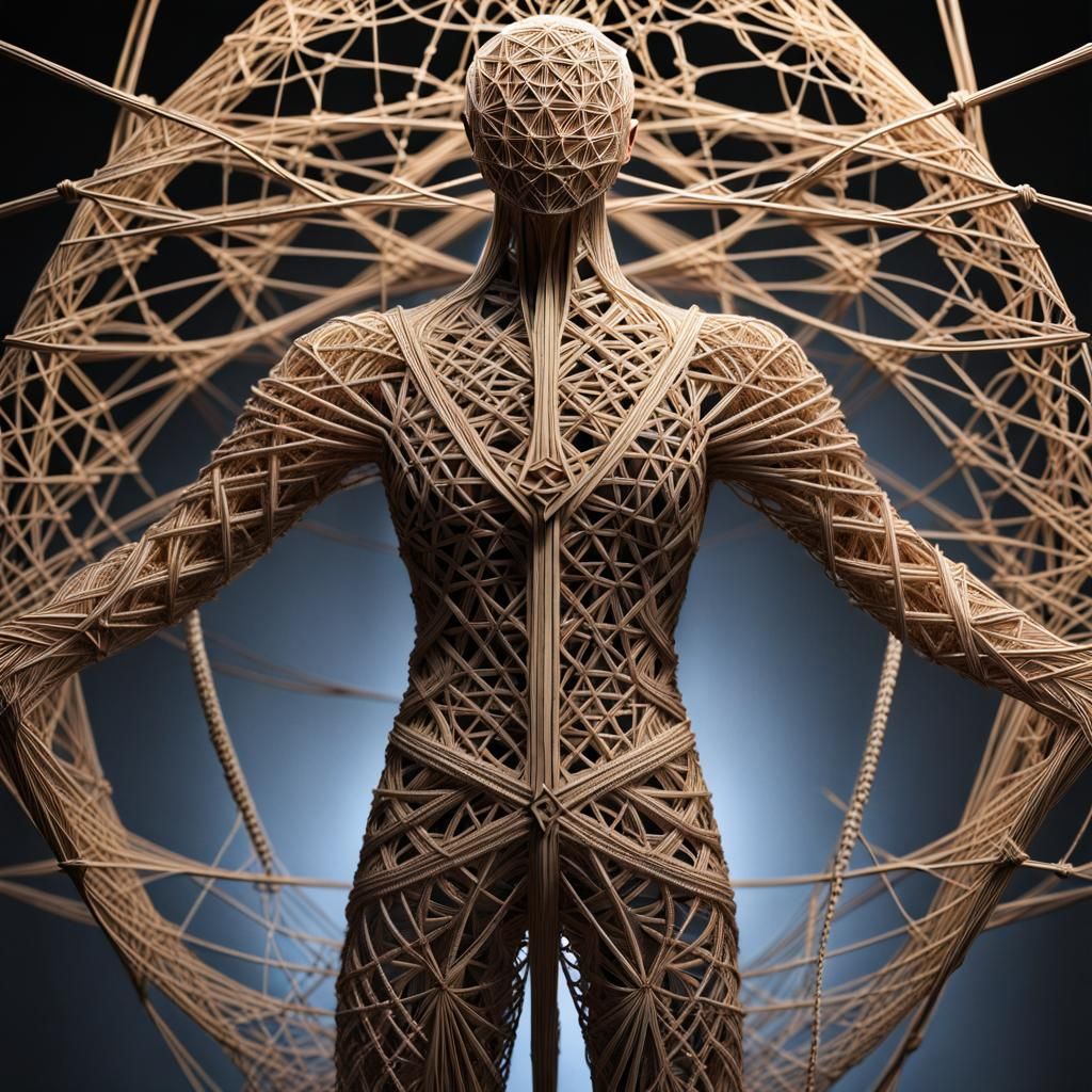 Intricate String Art: Full Body Male Figure