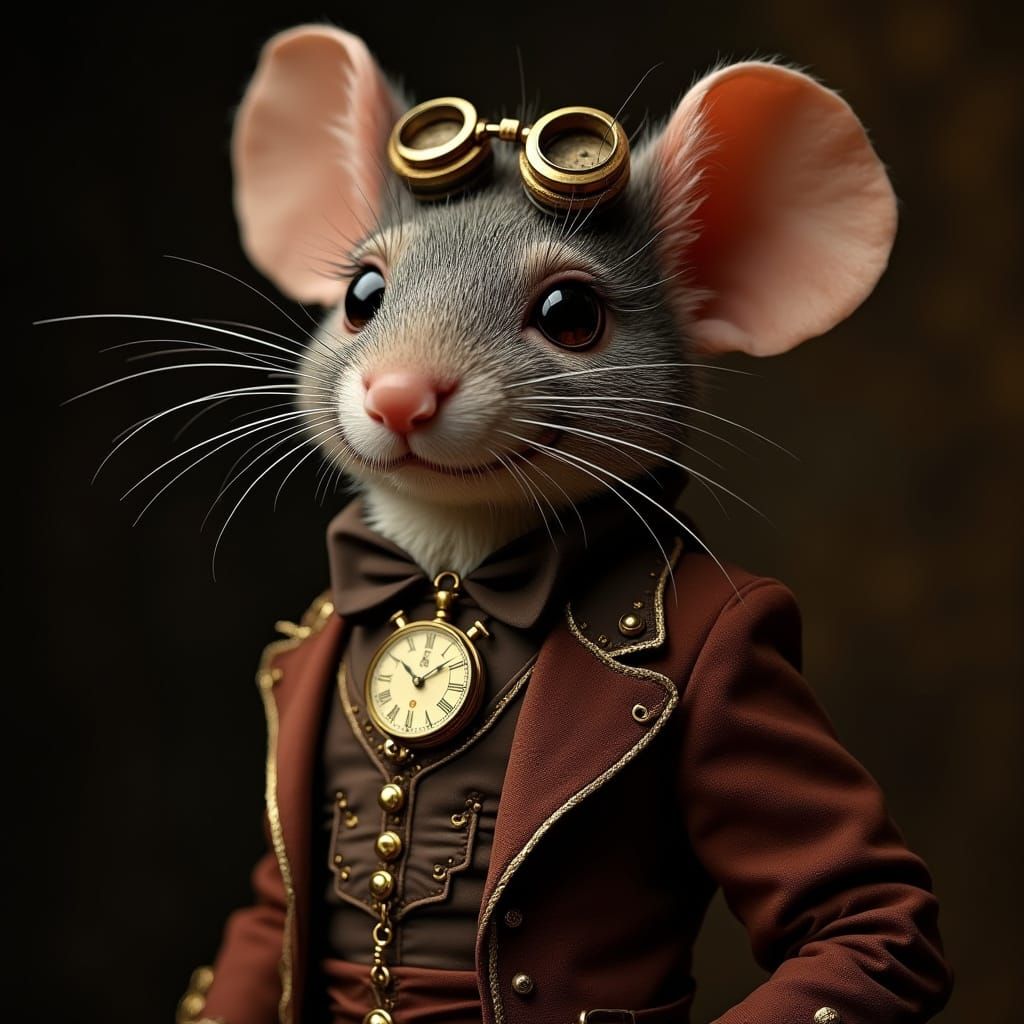 Steampunk Mouse in Lavish Victorian-Inspired Attire
