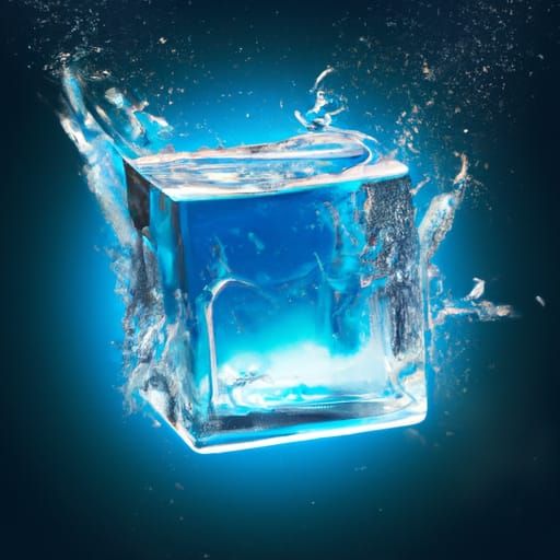 Icy Cube Splash: Digital Matte Painting