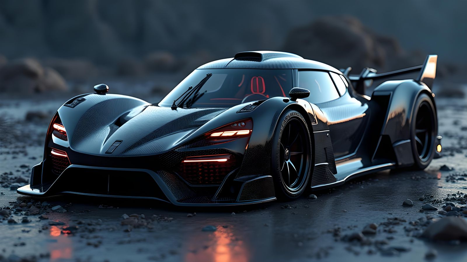 8-bit Pixelated Carbon Fiber Supercar on Alien Planet