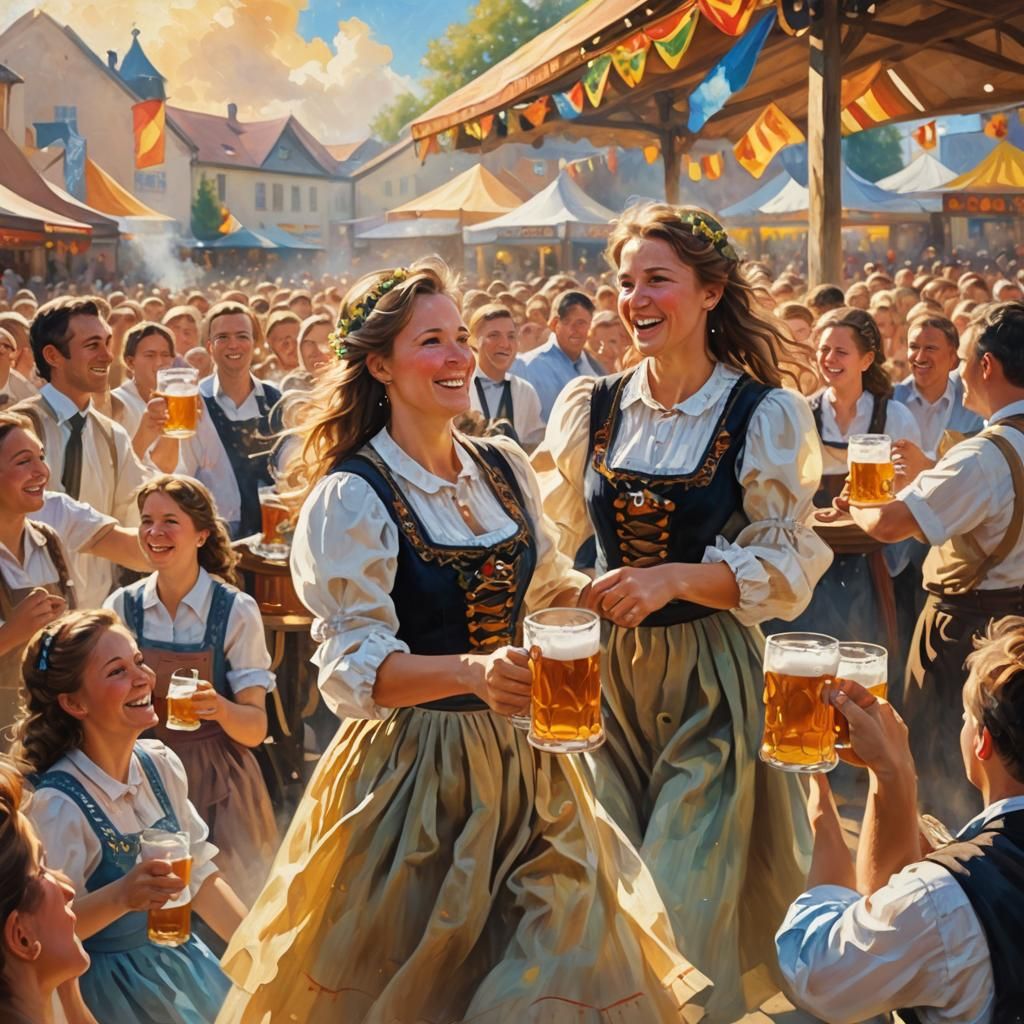 Oktoberfest Joy: An Impressionist Oil Painting