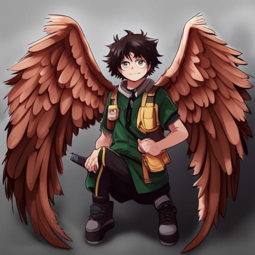 Hyperrealistic Anime-Style Winged Character