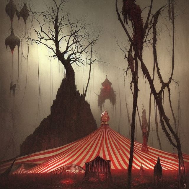 Uncanny Steampunk Circus Tent in Gothic Fantasy Style