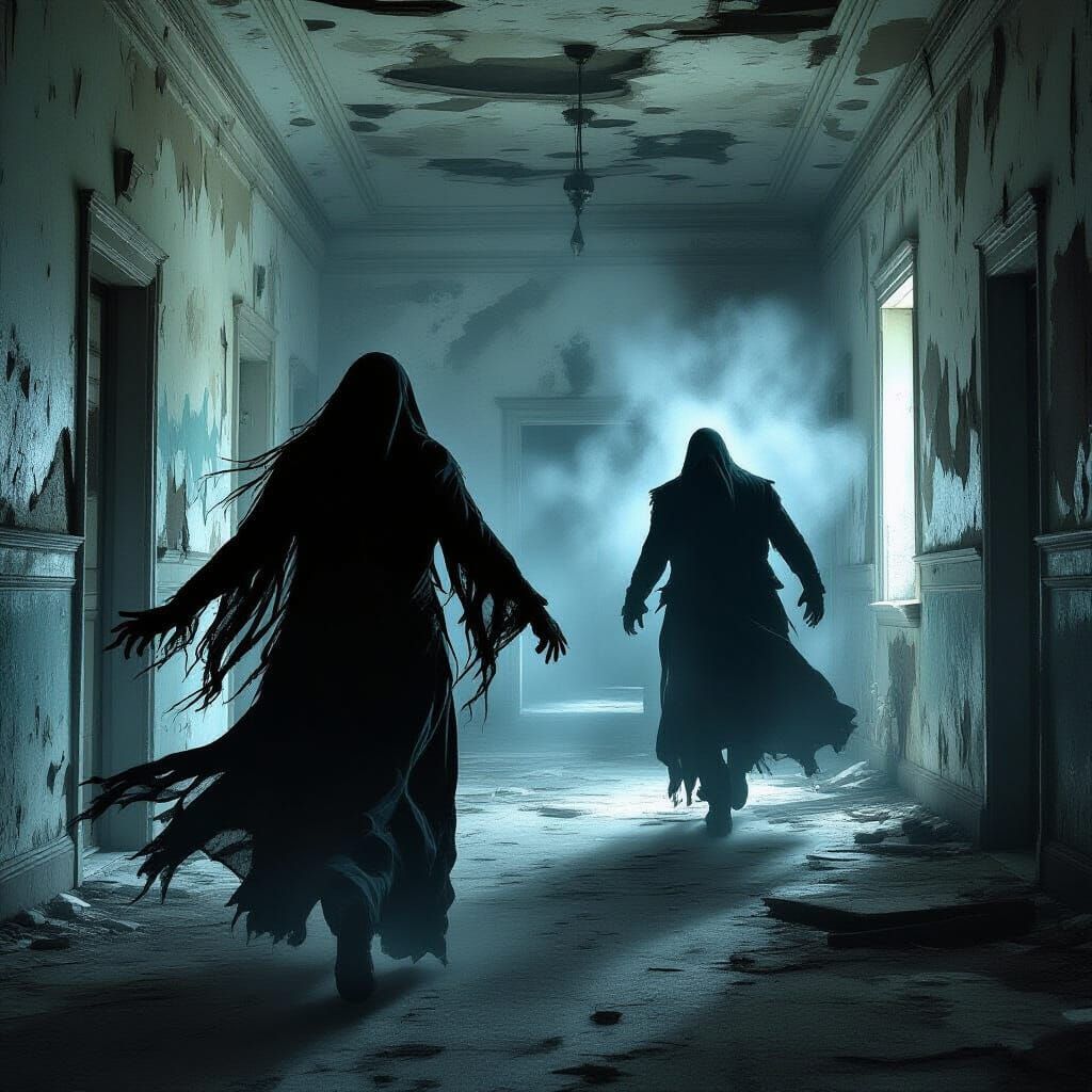 Terrified Ghost Running from Shadowhunter in Asylum