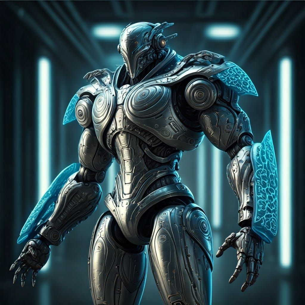 High-Tech Robot Action Figure in Biomechanical Style