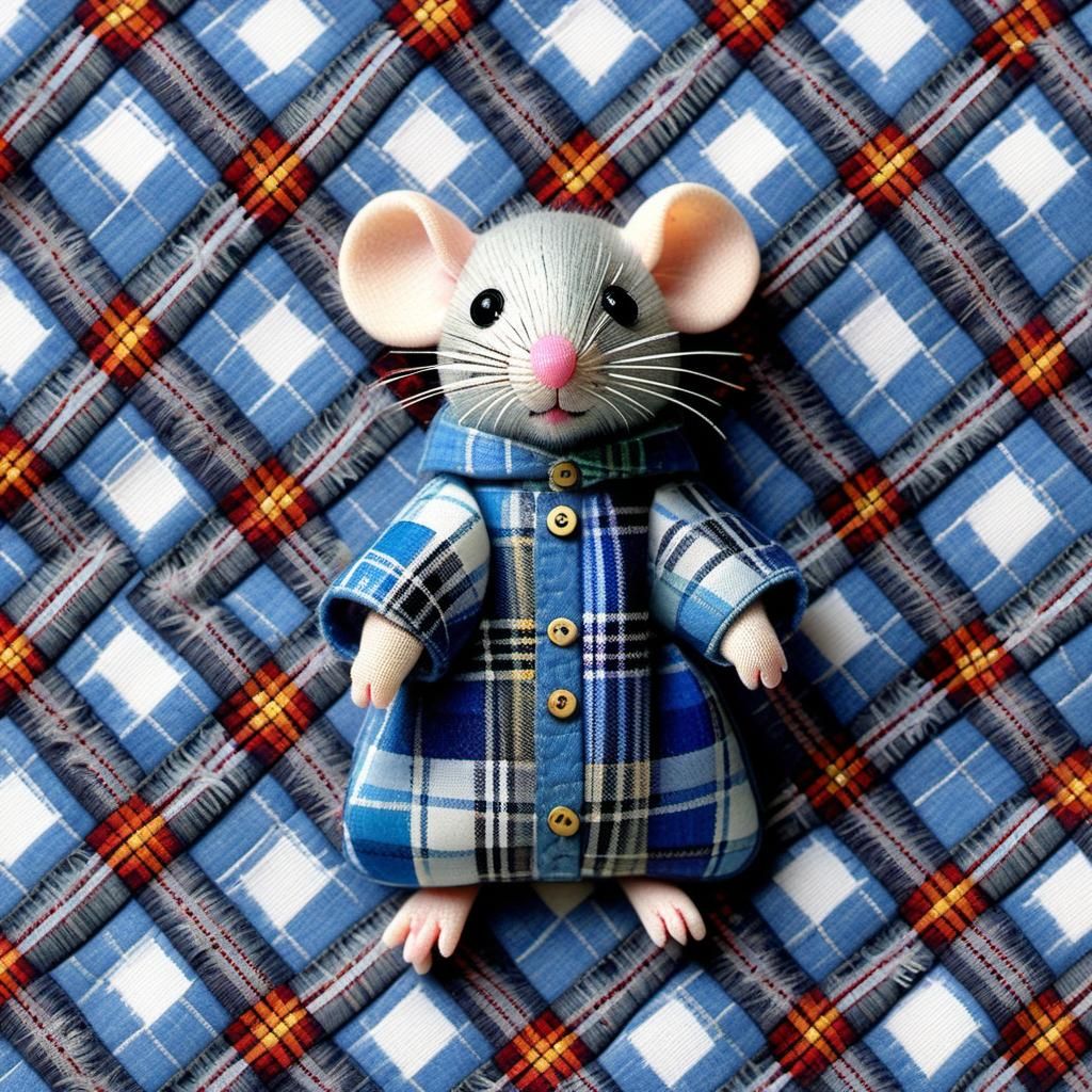 Hyperrealistic Patchwork Plaid Chibi Mice Toys