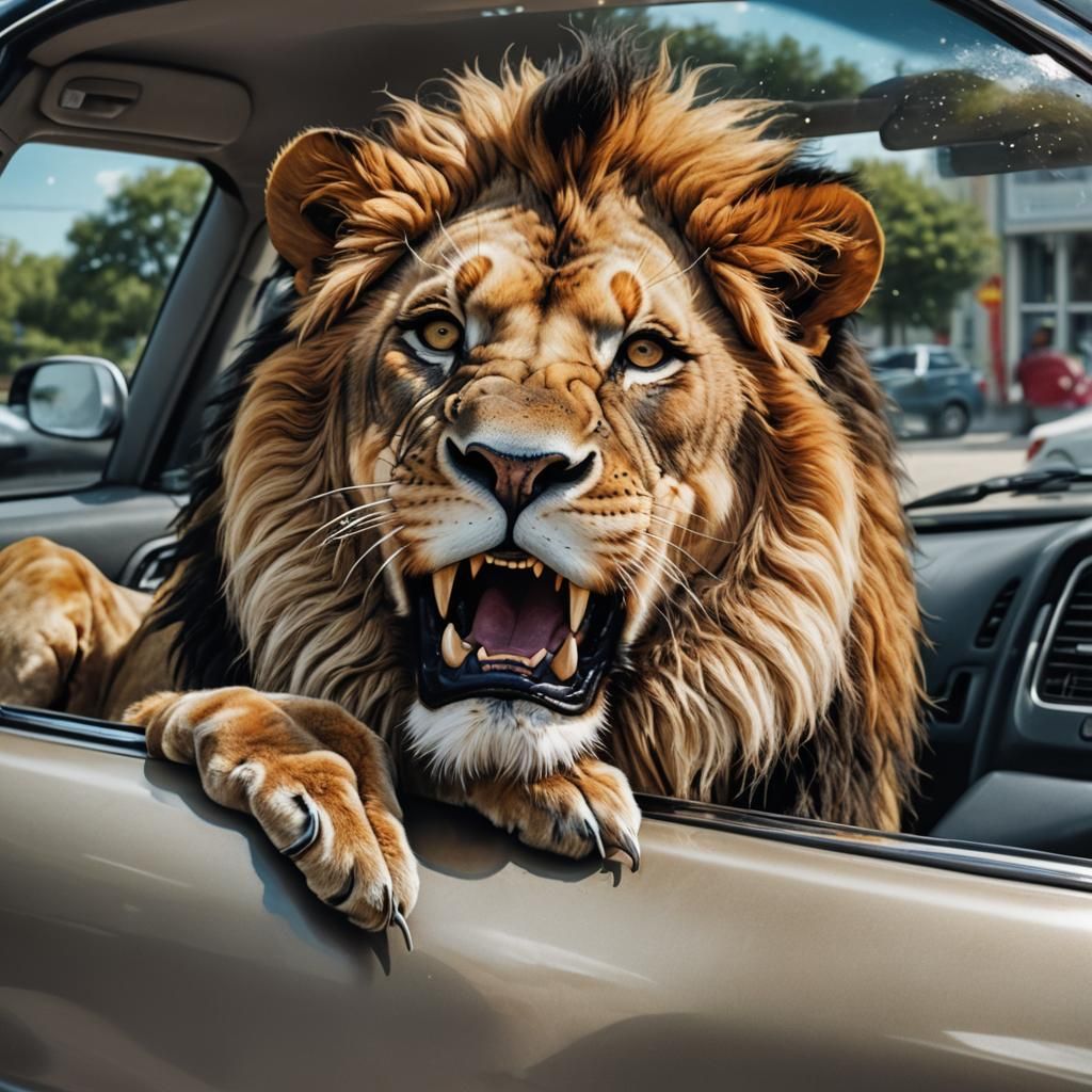 Lion's Joyride: A Whimsical Airbrush Adventure