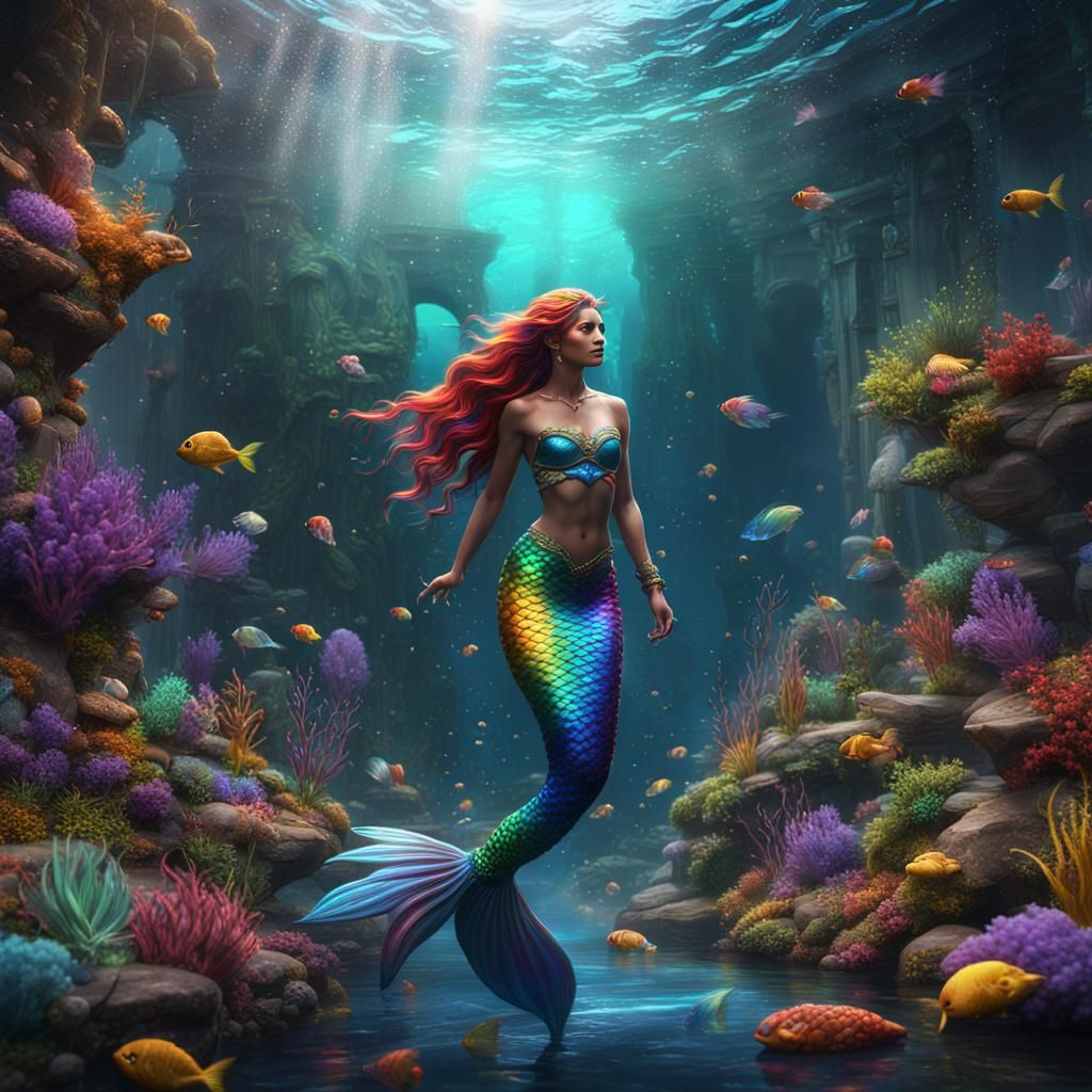 Rainbow Mermaid Fantasy Concept Art