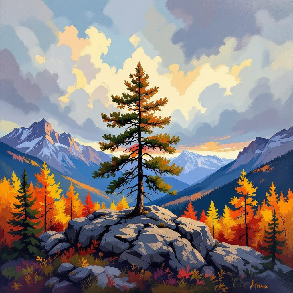 Lone Pine in Jasper Park: Group of Seven Style