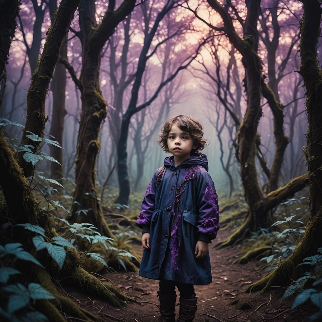 Mystical Forest Child: Surreal Digital Art Portrait