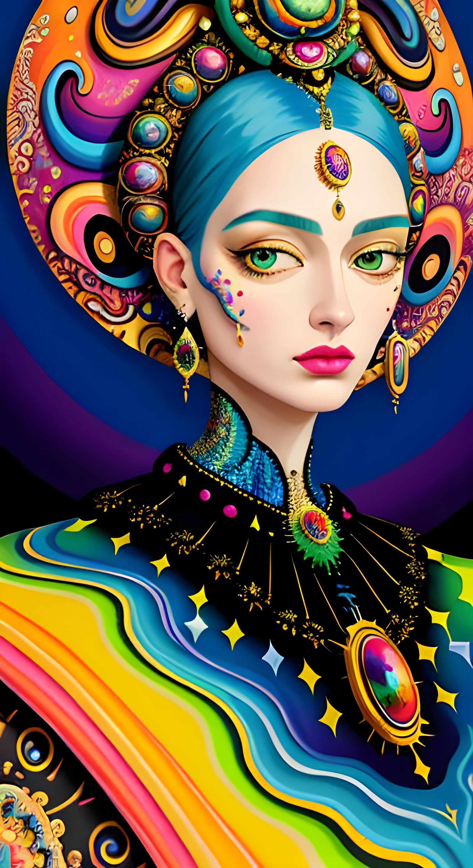 Colorful Woman Portrait in Surrealist Style