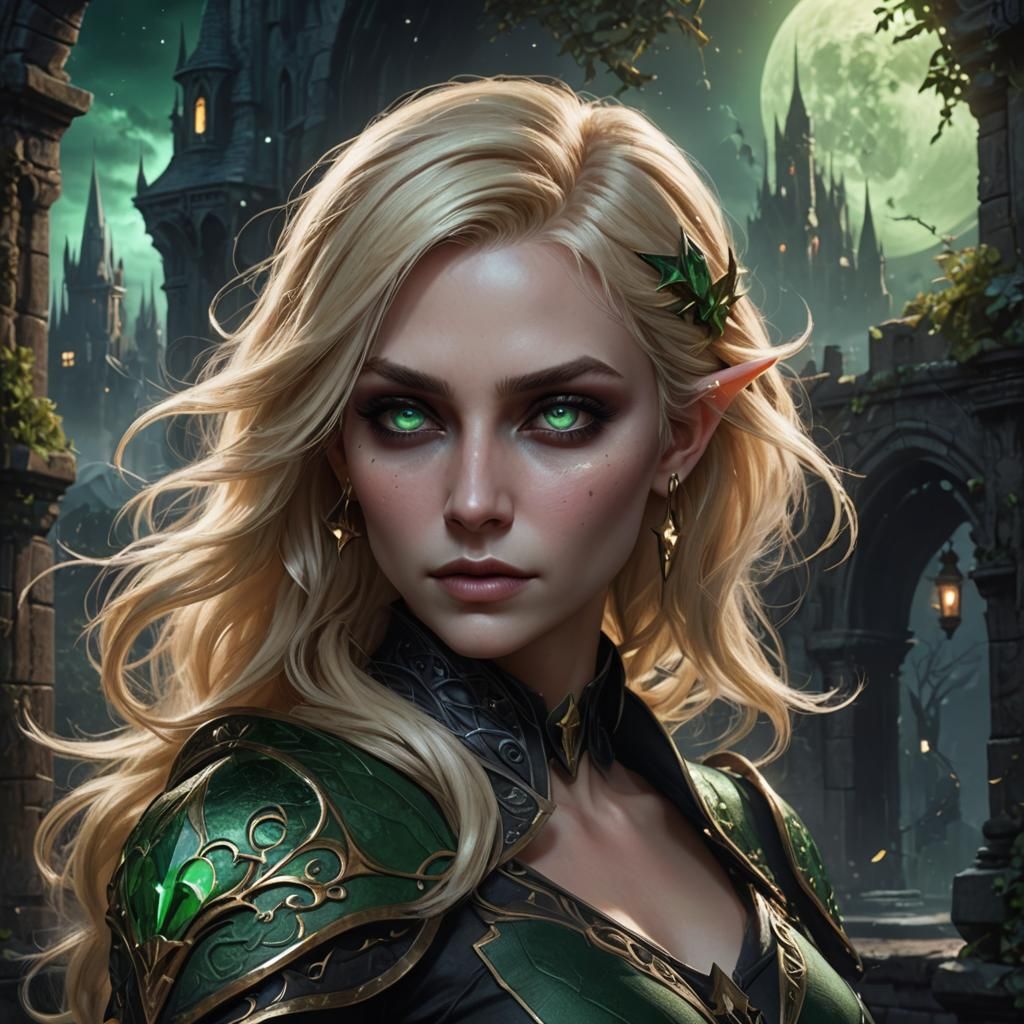 Blonde Drow Portrait in a Dark Fantasy Style