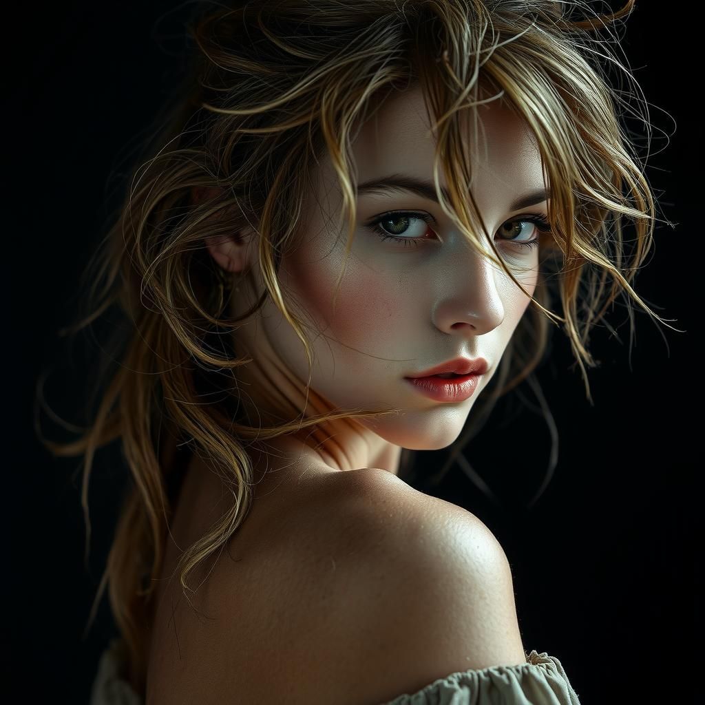 Intriguing Portrait of Woman in Low-Key Ambient Lighting