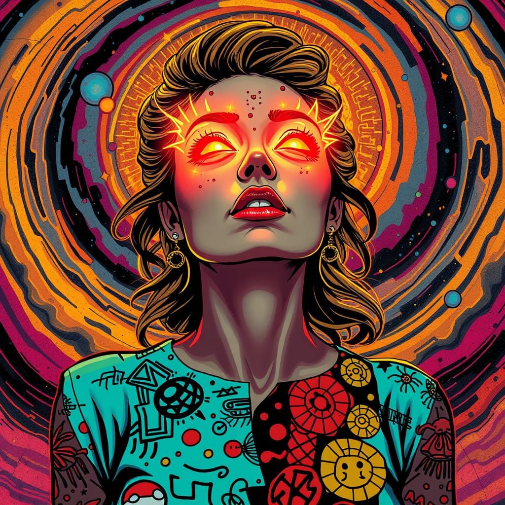 Cosmic Woman with Basquiat and Kirby Influences